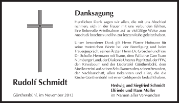Traueranzeige von Rudolf Schmidt von Pegnitz-Zeitung